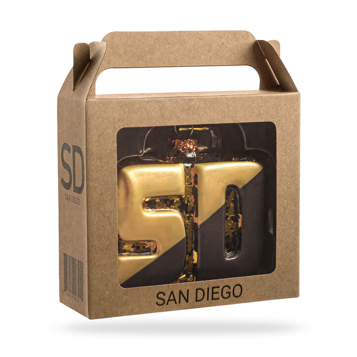San Diego Gold and Brown Glass Ornament