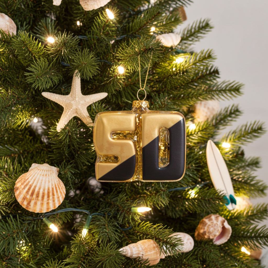 San Diego Gold and Brown Glass Ornament