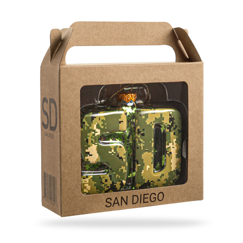 San Diego Camo ornament gift box, portion of proceeds supports STEP charity